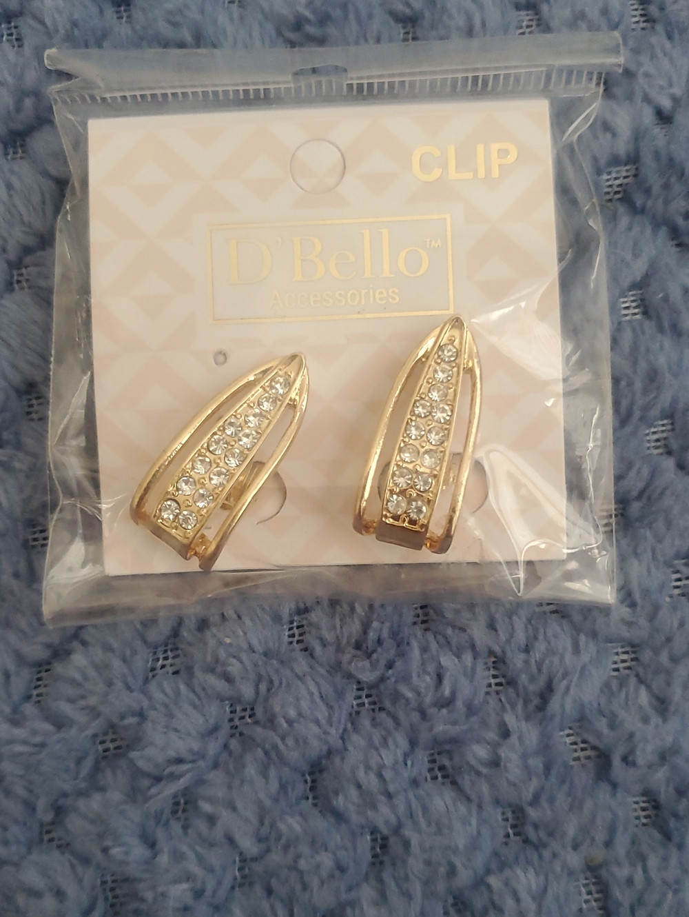 Gold Crystal Clip-On Earrings - Sparkling Gold Tone